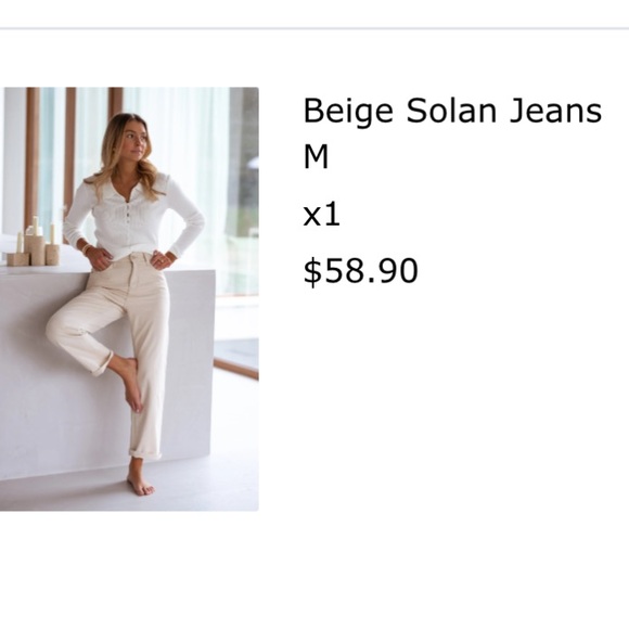 Easy Clothes Women's Cream Straight Leg Jeans - Picture 5 of 9